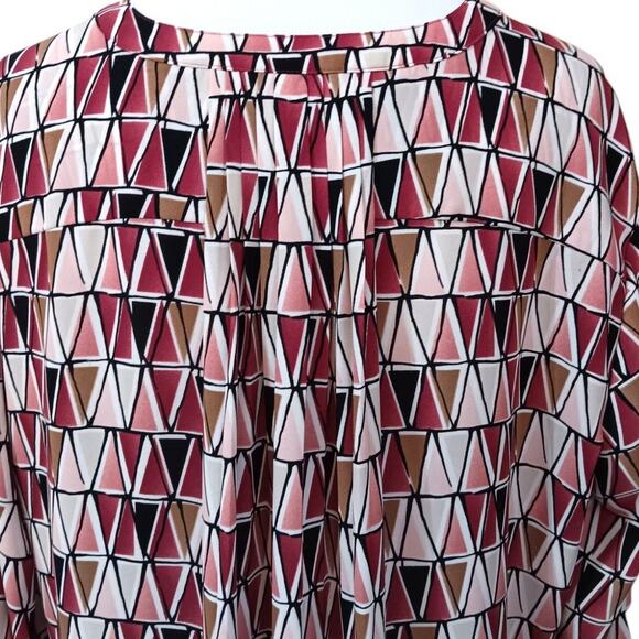 JM COLLECTION Dressy Blouse Top XL Pleated Back Career Office Event Geometric - Picture 3 of 11